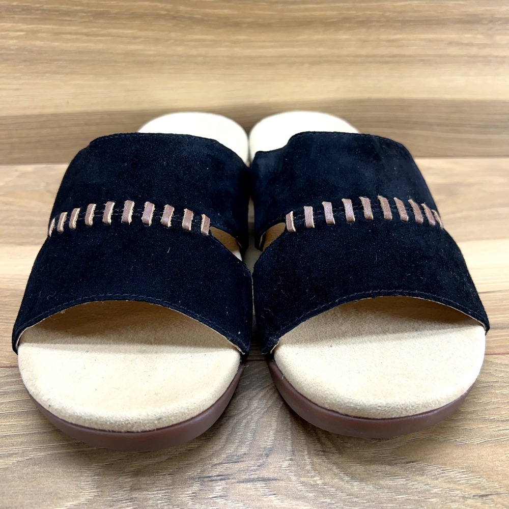 Spenco Womens Sandals 7.5 Twilight Woven Black Suede Slide Comfort - Picture 3 of 9